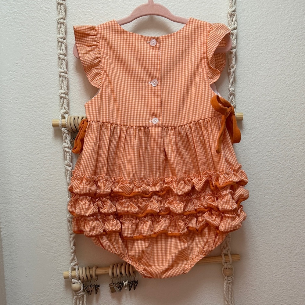 OSU Orange Gingham Ruffle Baby One-Piece Bodysuit - Picture 3 of 3